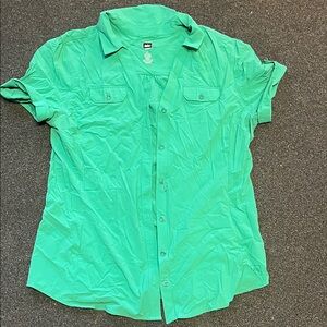 REI Vibrant Green Casual Button-Down hiking/lifestyle Shirt - Womens Large